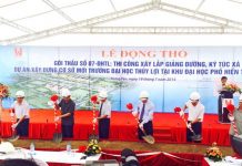 Khởi công gói thầu số 7 xây dựng cơ sở mới Trường Đại học Thuỷ Lợi Hình ảnh buổi lễ động thổ