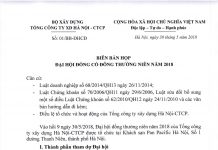 Nghị quyết đại hội đồng cổ đông thường niên năm 2018 của Tổng công ty Xây dựng Hà Nội – CTCP